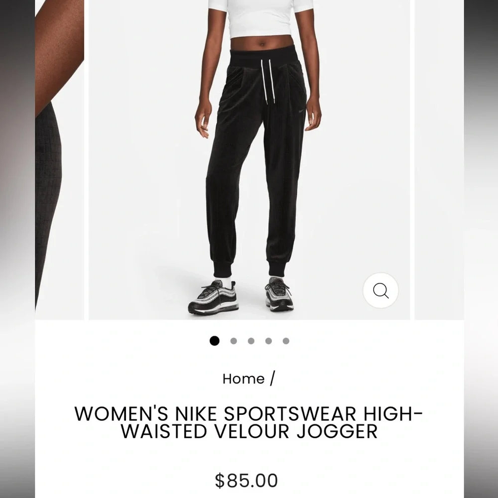 NIKE Velour Tracksuit Women's Small Black 2 Piece Jacket Pants Set